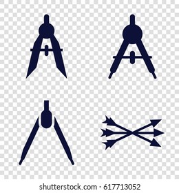 Precision icons set. set of 4 precision filled icons such as compass