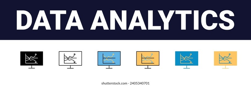 Precision Insights: Streamlined Web Icons for Data Analysis, Statistics, and Analytics - Minimalist Outline, black and color fill Collection in Vector Illustration. calculator, data, database,