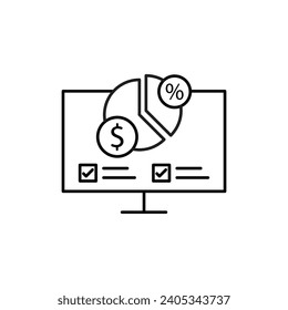 Precision Insights: Streamlined Web Icons for Data Analysis, Statistics, and Analytics - Minimalist Outline Collection in Vector Illustration. calculator, data, database, discover, focus, gear, growth