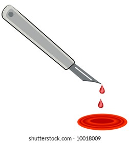 cuchillo de precisión con goteo de sangre en charco - vector