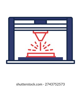 Precision laser cutting machine emitting concentrated beam for industrial manufacturing