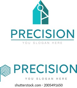 Precision Logos, Clean design and Modern, In Turquoise. Line Icon Desing. 
