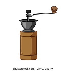 precision manual coffee grinder cartoon. conical durable, efficient quiet, sleek lightweight precision manual coffee grinder sign. isolated symbol vector illustration