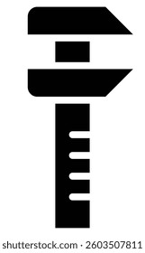 Precision measuring caliper tool outline icon for engineering and manufacturing with transparent background