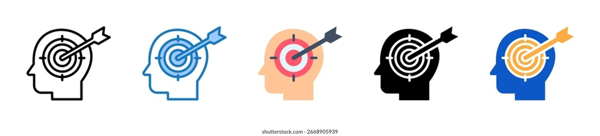 Ícones de precisão de vários estilos definem a ilustração do vetor de design.