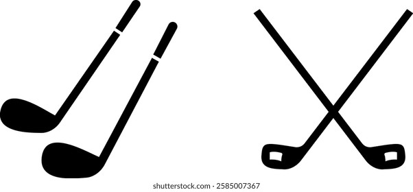 Precision Pair of Iron or Wedge Golf Club Symbol Vector Icon Set