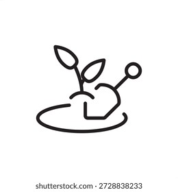 Icono de plantación de precisión. Siembra inteligente y eficiencia agrotecnológica, que representa la colocación automatizada de semillas, la siembra a velocidad variable, la aparición uniforme de cultivos y la gestión de recursos agrícolas de alto rendimiento.