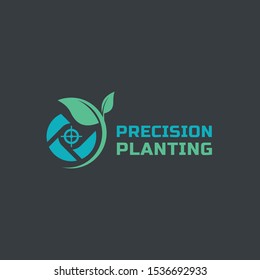 Diseño de logotipo de plantación de precisión. Concepto de granja inteligente