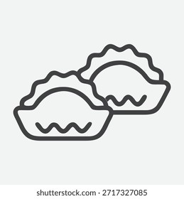 Icono de molde de ravioles de precisión en estilo de arte de línea minimalista elegante