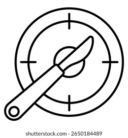 Precision scalpel icon represented by knife,target Line style.