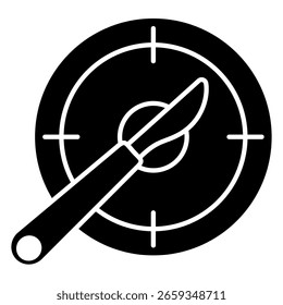 Icono de bisturí de precisión representado por un cuchillo, blanco estilo relleno negro.