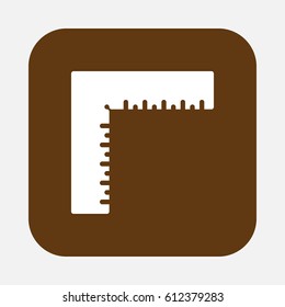 Precision square ruler flat icon, filled vector sign, colorful pictogram on rounded square button isolated on white. Symbol, logo illustration. Flat design, pixel perfect