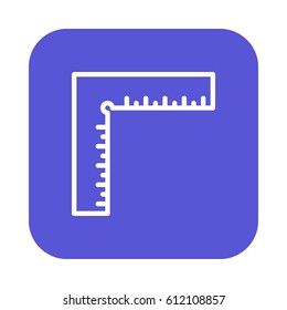 Precision; square ruler Precision square flat line icon, linear vector sign on colorful rounded square button isolated on white. Symbol, logo illustration. Flat design, pixel perfect