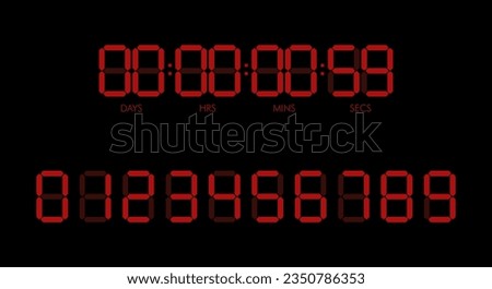 Precision in Time: Countdown Timer Vector Illustration. Cutting-Edge Electronic Timer Featuring Fluorescent Digital Display with Bold and Clear Numeric Digits.