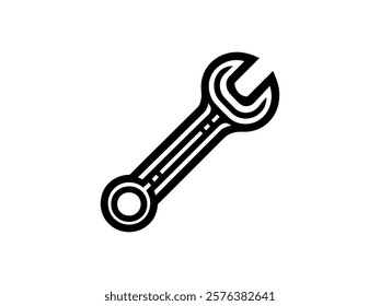 Precision Tool Illustration for Handyman and Maintenance Branding, Adjustable Wrench Graphic,  High-Detail Mechanic Tool for DIY and Home Improvement Logos