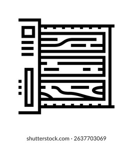 precision wood cutting framing line icon vector. precision wood cutting framing sign. isolated contour symbol black illustration