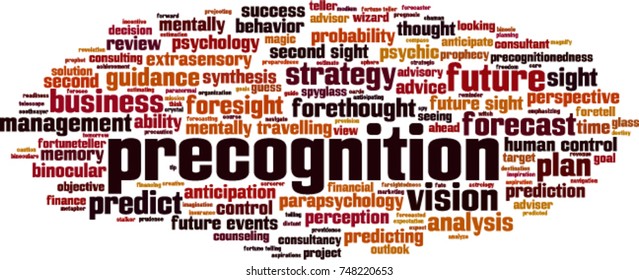 Precognition word cloud concept. Vector illustration