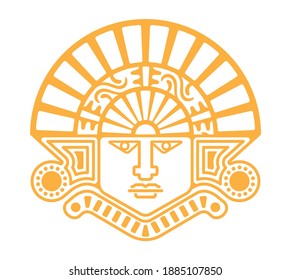 Pre-Columbian God Face in Orange