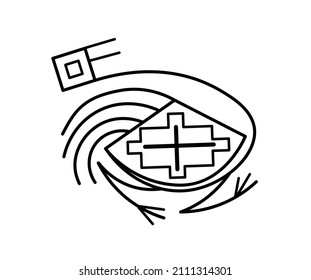 Pre-columbian ostrich vector illustration black and white