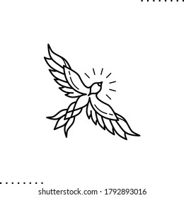 predator, bird flying vector icon in outlines