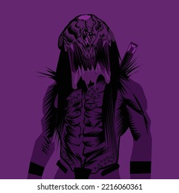 Predator is a comic character with a purple background illustration vector