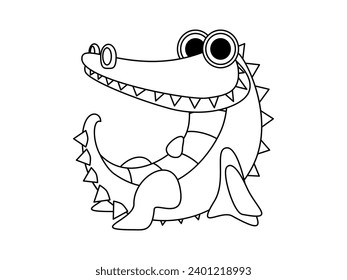 predator crocodile coloring page vector illustration