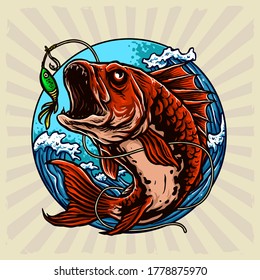 predator fish for fishing club logo vector