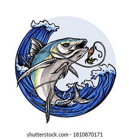 Predator Fish For Fishing Club Logo Vector