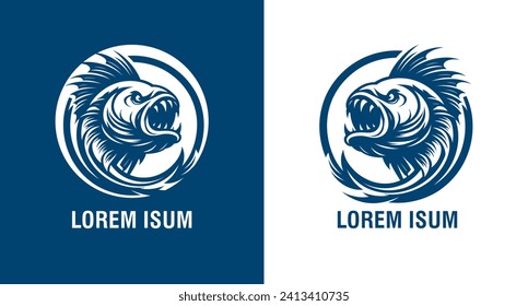 Predator fish logo design vector, fish logo art fine modern illustration