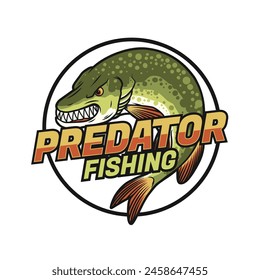 Predator fishing logo drawing template