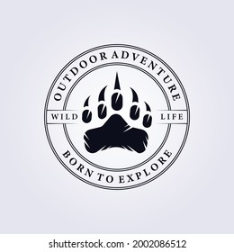 predator footprint adventure explore logo vector illustration design badge emblem vintage simple