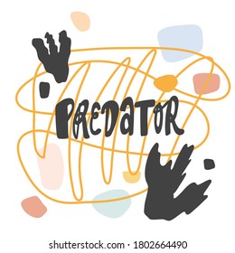 Predator. Handwritten vector Lettering in minimal colorful style