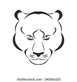 Predator head. Puma. Line illustration 1 in vector