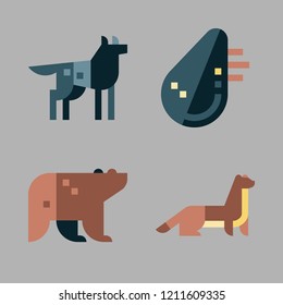 predator icon set. vector set about bear, animals, weasel and wolf icons set.