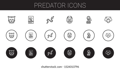 predator icons set. Collection of predator with tiger, dinosaur, snake, lion, crocodile. Editable and scalable predator icons.
