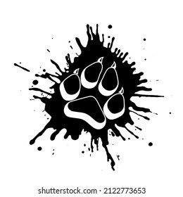 Predator paw print among splashes of paint