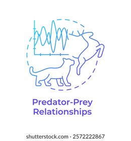 Predator-prey relationships blue gradient concept icon. Ecological balance. Species population graph. Round shape line illustration. Abstract idea. Graphic design. Easy to use in article