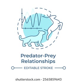 Predator-prey relationships soft blue concept icon. Ecological balance. Species population graph. Round shape line illustration. Abstract idea. Graphic design. Easy to use in article