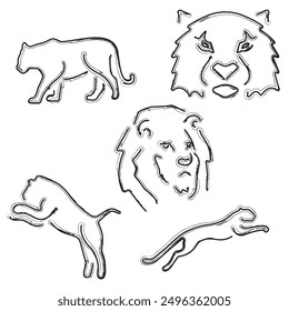 predators icon set, brush strokes on a white background. Vector illustration.