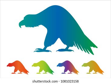 Predatory bird icon, gradient silhouette on white background