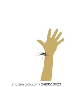 The predatory bite of the Asian tiger mosquito causes swollen hands