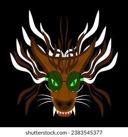 
a predatory cat with green eyes in stylish glasses when the evil one looks like a dragon
