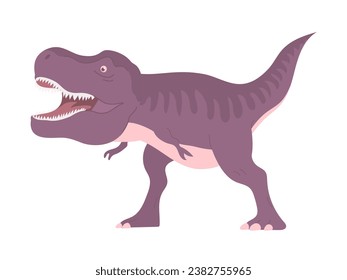 Predatory dinosaur tyrannosaurus rex of the Jurassic period. Carnivorous scary lizard. Prehistoric strong hunter. Cartoon vector illustration isolated on white background