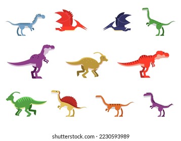 Predatory Dinosaurs as Wild Jurassic Period Animal Vector Set