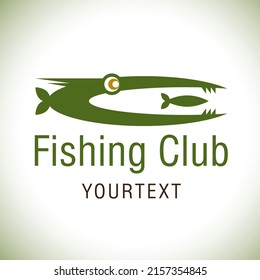 Predatory fish, fishing logo design concept, comic style vector illustration.