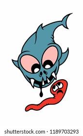 
predatory fish hunts on worm, hunting, fishing concept, vector illustration.