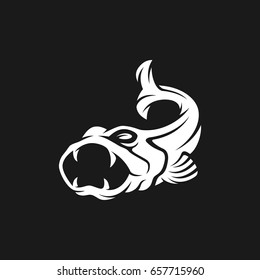 Predatory fish logo. Vector icon illustration isolated sign symbol