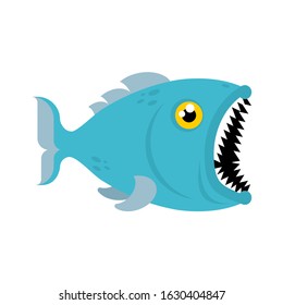 Predatory fish with open mouth isolated. vector illustration