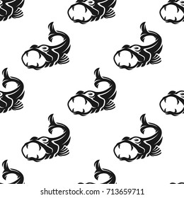 Predatory fish seamless pattern. Vector illustration for backgrounds