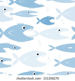 Predatory fishes, seamless pattern for your design